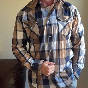 Coastal Men's Plaid Shirt - Blue and Tan